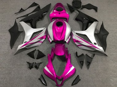 Carénages Moto Honda CBR600RR 2007-2008 - Argent Rose Noir Brillant OEM Style Abordables