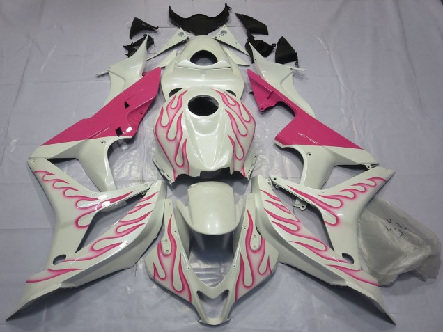 Carénages Moto Honda CBR600RR 2007-2008 - Blanc Rose Flamme