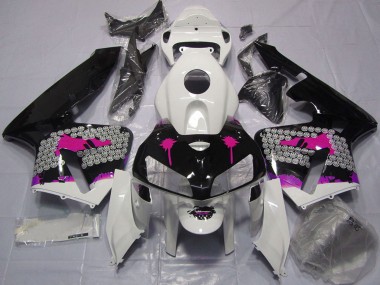 Carénages Moto Honda CBR600RR 2005-2006 - Rose Splatter on Noir Brillant Abordables