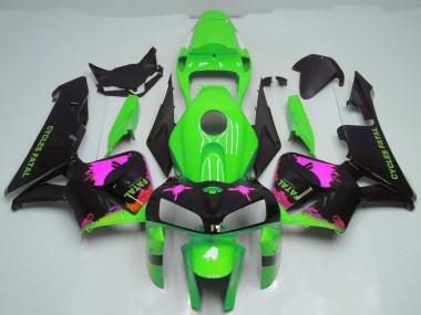 Carénages Moto Honda CBR600RR 2005-2006 - Rose Splatter on Vert Abordables