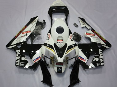 Carénages Moto Honda CBR600RR 2003-2004 - Blanc Jaune Noir Brillant HRC Playboy Abordables