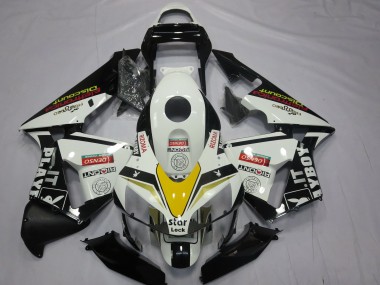 Carénages Moto Honda CBR600RR 2003-2004 - Blanc Jaune Noir Brillant Playboy Style Abordables