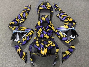 Carénages Moto Honda CBR600RR 2003-2004 - Violet Jaune Camouflage Requin Abordables
