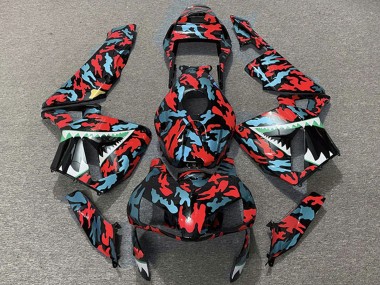 Carénages Moto Honda CBR600RR 2003-2004 - Rouge Bleu Camouflage Requin Abordables
