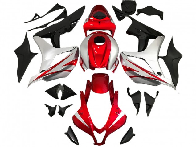 Carénages Moto Honda CBR600RR 2007-2008 - Argent Rouge Noir Brillant OEM Style