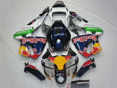 Carénages Moto Honda CBR600RR 2003-2004 - Blanc Bleu Jaune Vert Red Bull Design Abordables