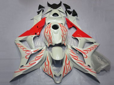 Carénages Moto Honda CBR600RR 2007-2008 - Blanc Rouge Flamme Abordables