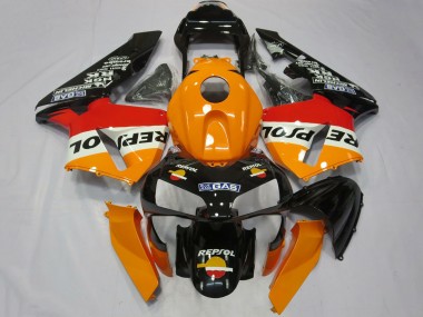 Complet Carénage Moto Honda CBR600RR 2003-2004 - Orange Blanc Rouge Noir Brillant Repsol Abordables