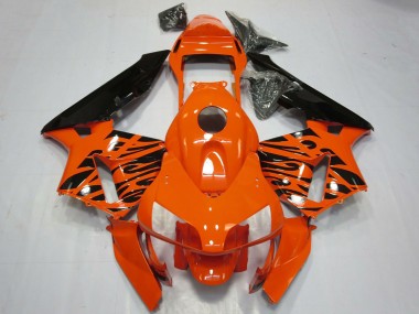 Carénages Moto Honda CBR600RR 2003-2004 - Orange Noir Brillant Tribal Abordables