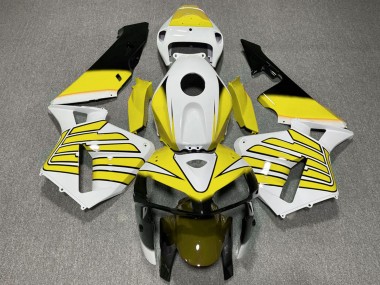 Carénages Moto Honda CBR600RR 2005-2006 - Jaune Blanc Ailes Abordables