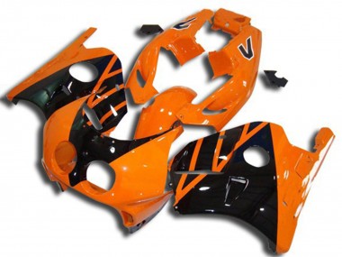 Carénages Moto Honda CBR250RR 1990-1998 - Orange Noir Brillant Abordables