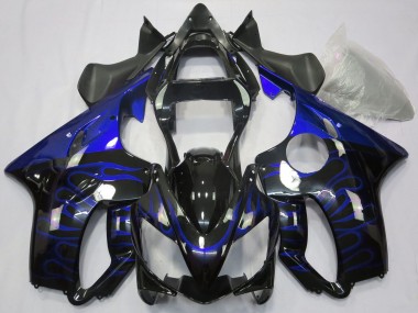 Carénages Moto Honda CBR600 F4i 2001-2003 - Noir Brillant Bleu Flamme Abordables