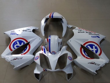 Carénages Moto Honda VFR 800 2002-2013 - Blanc Bleu Rouge Personnalisé R Abordables