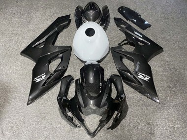 Carénages Moto Suzuki GSXR 1000 2005-2006 - Fibre de Carbone Style Blanc Brillant Abordables