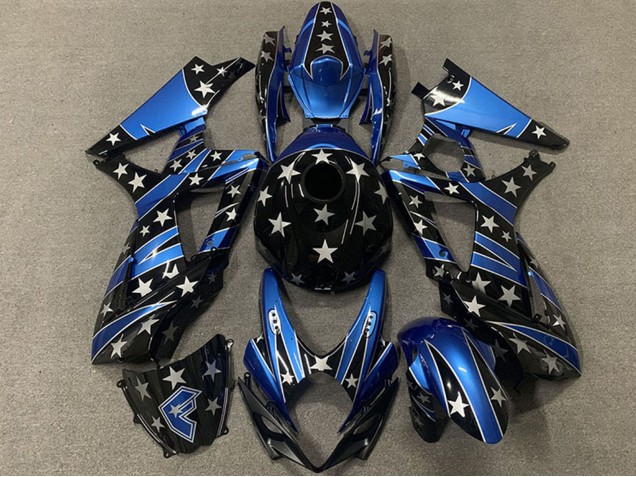 Carénages Moto Suzuki GSXR 1000 2007-2008 - Bleu Noir Brillant Étoile