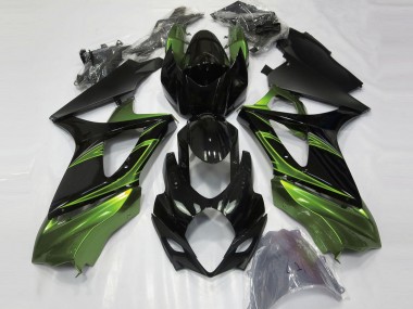 Carénages Moto Suzuki GSXR 1000 2007-2008 - Noir Brillant Vert Abordables