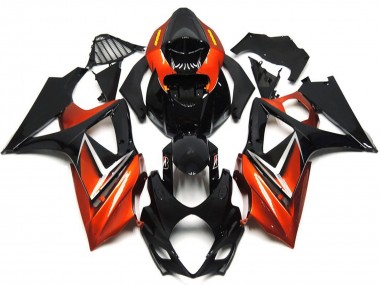 Carénages Moto Suzuki GSXR 1000 2007-2008 - Noir Brillant Orange Abordables