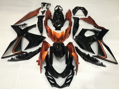 Carénages Moto Suzuki GSXR 1000 2009-2016 - Noir Brillant Shiny Orange Abordables