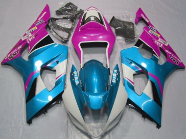 Carénages Moto Suzuki GSXR 1000 2003-2004 - Bleu Clair Blanc Rose Abordables