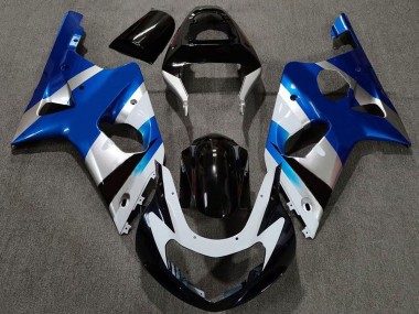 Carénages Moto Suzuki GSXR 1000 2000-2002 - Bleu Argent Noir Brillant OEM Style Abordables