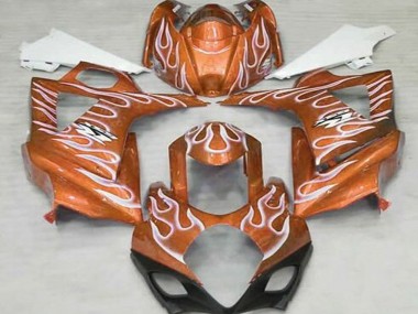 Carénages Moto Suzuki GSXR 1000 2007-2008 - Orange Blanc Flamme Abordables