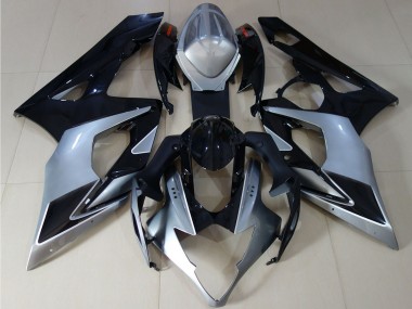 Carénages Moto Suzuki GSXR 1000 2005-2006 - Noir Brillant Argent Abordables