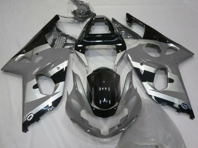 Carénages Moto Suzuki GSXR 1000 2000-2002 - Gris Argent Noir Brillant OEM Style