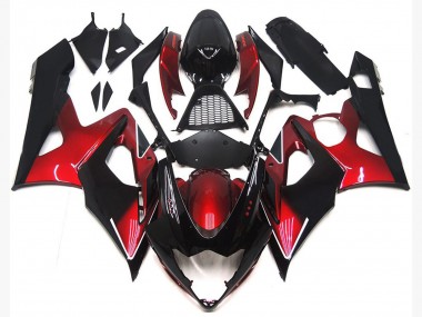 Carénages Moto Suzuki GSXR 1000 2005-2006 - Bonbon Rouge Noir Brillant Abordables