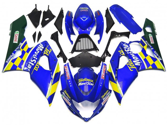 Carénages Moto Suzuki GSXR 1000 2005-2006 - Bleu Jaune Vert MoviStar Castrol