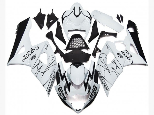 Carénages Moto Suzuki GSXR 1000 2005-2006 - Blanc Noir Corona OEM Style
