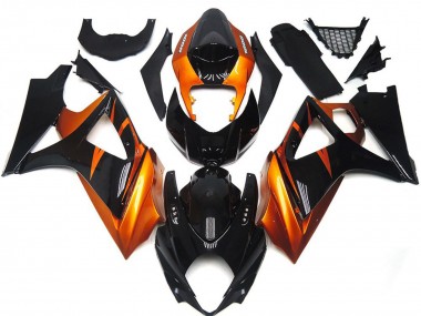 Carénages Moto Suzuki GSXR 1000 2007-2008 - Orange Noir Brillant Abordables