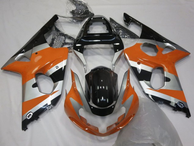 Carénages Moto Suzuki GSXR 1000 2000-2002 - Orange Argent Noir Brillant OEM Style