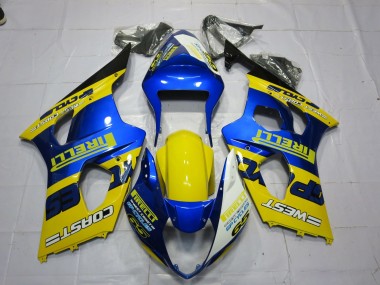 Carénages Moto Suzuki GSXR 1000 2003-2004 - Bleu Jaune Noir Pirelli Abordables