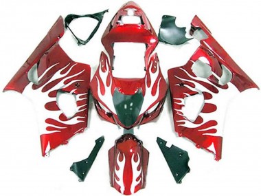 Carénages Moto Suzuki GSXR 1000 2003-2004 - Blanc Rouge Flamme Abordables