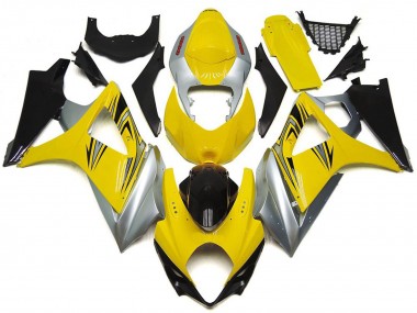 Carénages Moto Suzuki GSXR 1000 2007-2008 - Jaune Argent Noir OEM Style Abordables