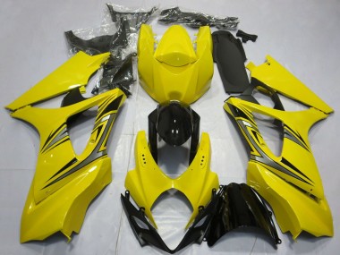 Carénages Moto Suzuki GSXR 1000 2007-2008 - Jaune Noir Brillant OEM Style Abordables