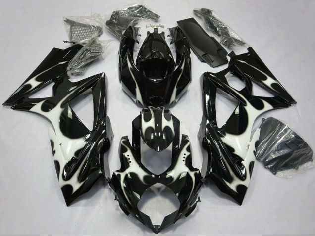 Carénages Moto Suzuki GSXR 600 / GSXR 750 2008-2010 - Noir Brillant Blanc