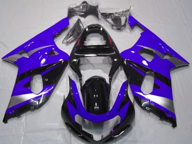 Carénages Moto Suzuki GSXR 600 / GSXR 750 2001-2003 - Bleu Argent Noir Brillant OEM Style Abordables