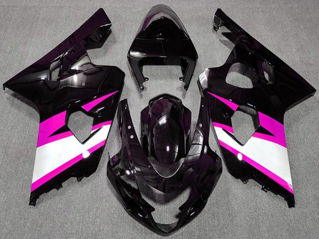 Carénages Moto Suzuki GSXR 600 / GSXR 750 2004-2005 - Noir Brillant Rose Blanc