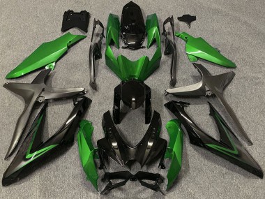 Carénages Moto Suzuki GSXR 600 / GSXR 750 2008-2010 - Vert Gris Noir Brillant Abordables