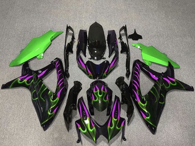 Carénages Moto Suzuki GSXR 600 / GSXR 750 2008-2010 - Noir Brillant Vert Violet Flamme Abordables