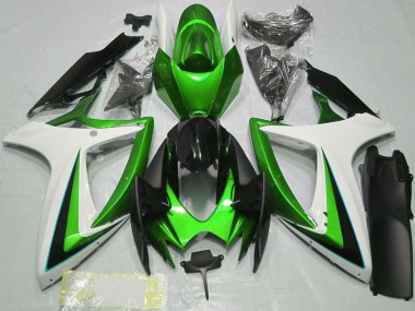 Carénages Moto Suzuki GSXR 600 / GSXR 750 2006-2007 - Vert Blanc Noir Brillant Abordables
