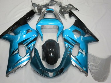 Carénages Moto Suzuki GSXR 600 / GSXR 750 2001-2003 - Bleu Clair Argent Noir Brillant Abordables