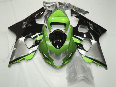 Carénages Moto Suzuki GSXR 600 / GSXR 750 2004-2005 - Vert Argent Noir Brillant Abordables