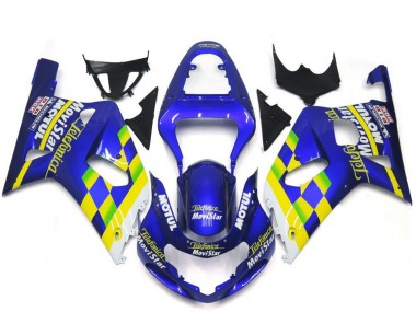 Carénages Moto Suzuki GSXR 600 / GSXR 750 2001-2003 - Bleu Jaune Vert Blanc MoviStar Abordables
