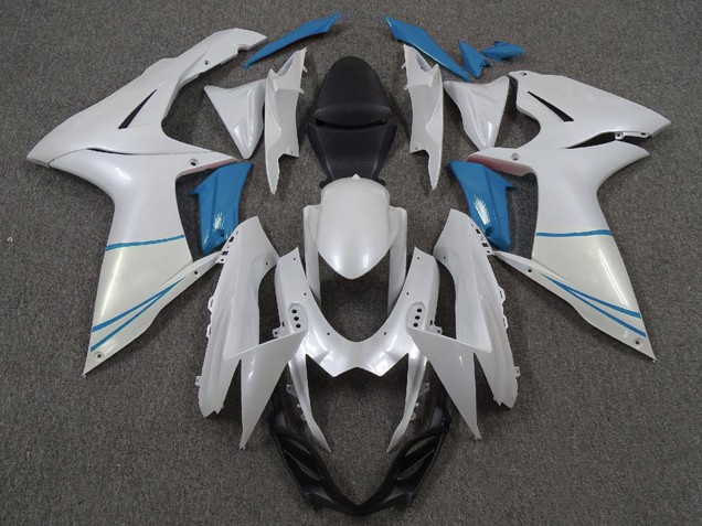 Carénages Moto Suzuki GSXR 600 / GSXR 750 2011-2024 - Blanc Bleu Perle Clair