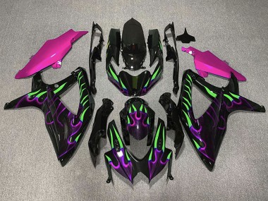 Carénages Moto Suzuki GSXR 600 / GSXR 750 2008-2010 - Noir Brillant Rose Violet Vert Flamme Abordables