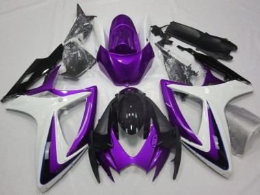 Carénages Moto Suzuki GSXR 600 / GSXR 750 2006-2007 - Violet Blanc Noir Brillant Abordables