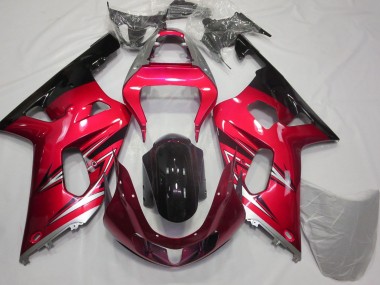 Carénages Moto Suzuki GSXR 600 / GSXR 750 2001-2003 - Rouge Argent Noir Brillant Abordables