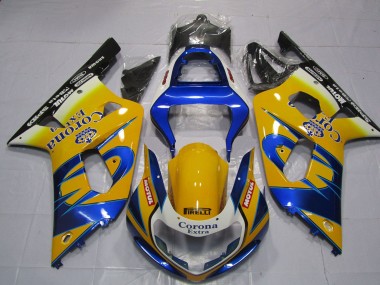 Carénages Moto Suzuki GSXR 600 / GSXR 750 2001-2003 - Jaune Bleu Blanc Corona Motul Abordables